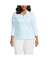Lands' End Plus Supima Cotton 3/4 Sleeve Polo Shirt