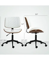 Homcom Home Office Chair No Arms with Wheels, 360 Swivel Desk Chair,