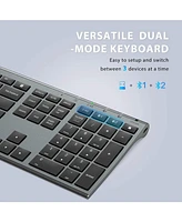 DK03 Bluetooth Keyboard and Mouse, Rechargeable Dual-Mode (Bluetooth 4.2 + 2.4G) Wireless Keyboard and Mouse Combo