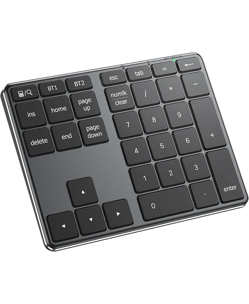 Number Pad, Aluminum Wireless Number Pad for Multi Devices, Usb-c Rechargeable, External 34-Keys