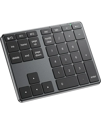 Number Pad, Aluminum Wireless Number Pad for Multi Devices, Usb-c Rechargeable, External 34-Keys
