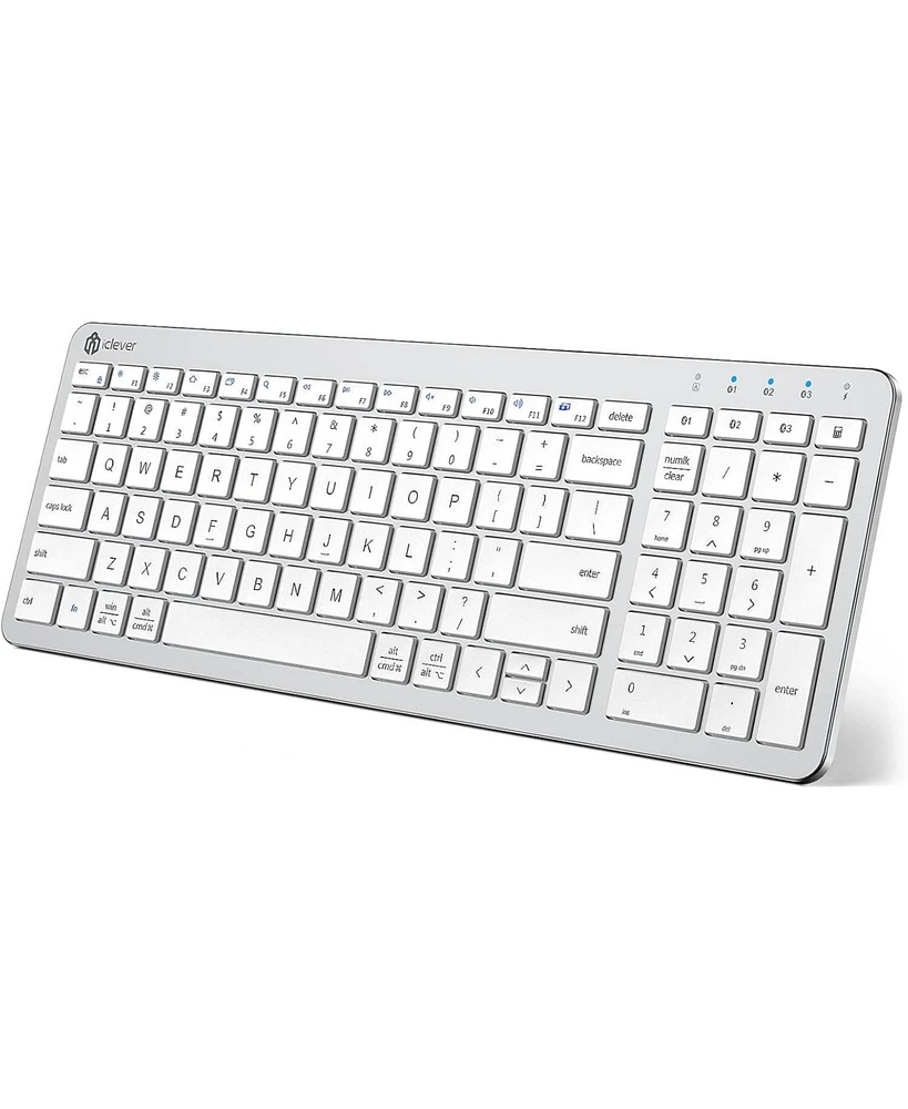 Rechargeable Bluetooth Keyboard, BKA26S Multi Device Keyboard Bluetooth 5.1 with Number Pad Ergonomic Design