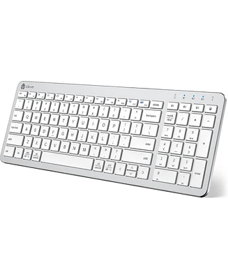 Rechargeable Bluetooth Keyboard, BKA26S Multi Device Keyboard Bluetooth 5.1 with Number Pad Ergonomic Design