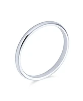 Bling Jewelry Plain Simple Dome Couples Sterling Silver Band Ring 2MM