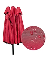 Gymax Patio Outdoor 15' Umbrella Market Umbrella Double-Sided with Crank