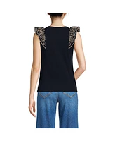 Lands' End Women's Embroidered Ruffle Tank Top