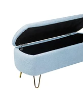 Modern Faux Fur Upholstered Storage Ottoman Bench with Metal Legs Padded Entryway or Bedroom Seat for End of Bed Hallway Organization-The Pop Home