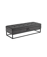 Upholstered Storage Bench with Metal Base Tufted Velvet Ottoman for Bedroom Living Room or Entryway Ideal Small Spaces Assembly Required-The Pop H