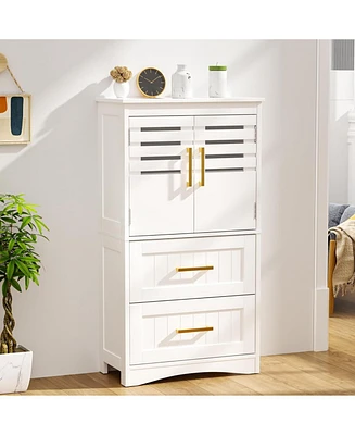 Freestanding Bathroom Cabinet with 2 Drawers and 2 Doors