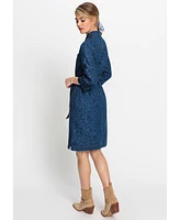 Olsen Women's Paisley Denim Shirt Dress