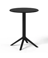 23.5" Outdoor Polypropylene Resin Round Patio Bistro Dining Table for 2