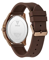 Guess Men's Analog Brown Silicone Strap Watch, 44mm