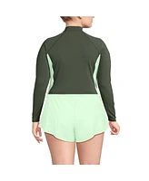Lands' End Plus Long Sleeve Cropped Upf 50 Rash Guard
