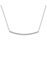 Bling Jewelry Minimalist Modern Cz Bar Sideways Pendant Necklace in Sterling Silver