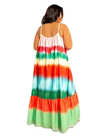 Buxom Couture Plus Size Ombre Stripe Voluminous Maxi Dress