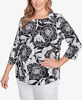 Ruby Rd. Plus Bold Poppies Envelope Neck Top
