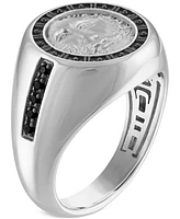 Bulova Men's God of Time Sterling Silver Black Diamond (1/10 ct. t.w.) Ring