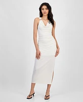 Bar Iii Women's Cowlneck Ruched Side-Slit Dress, Exclusively at Macy's