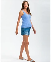 Pietro Brunelli Maternity Stretch Denim Frayed Hem Shorts