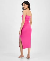 Bar Iii Women's Strapless Keyhole Ruched Midi Dress, Exclusively at Macy's