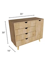 Solid Wood 4-Drawer Combo Dresser – Versatile Storage