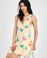Bar Iii Printed V-Neck Empire-Waist Sleeveless Dress, Exclusively at Macy's