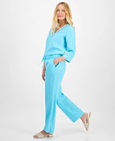 Charter Club Women's 100% Linen Drawstring Pants, Created for Macy's