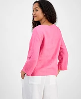 Charter Club Women's 100% Linen D-Ring Top
