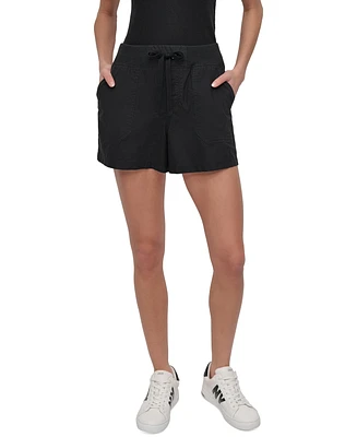 Dkny Sport Women's Cotton Twill Rib-Waistband Cargo Shorts