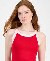 T Tahari Women's Colorblock Ribbed Sleeveless Top