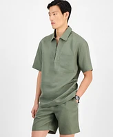 Alfani Men's Quarter-Zip Linen Shirt, Exclusively at Macy's