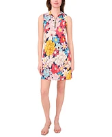 Msk Women's Printed Zip-Neck Sleeveless Swing Dress