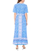 Msk Women's Printed Short-Sleeve Maxi Dress