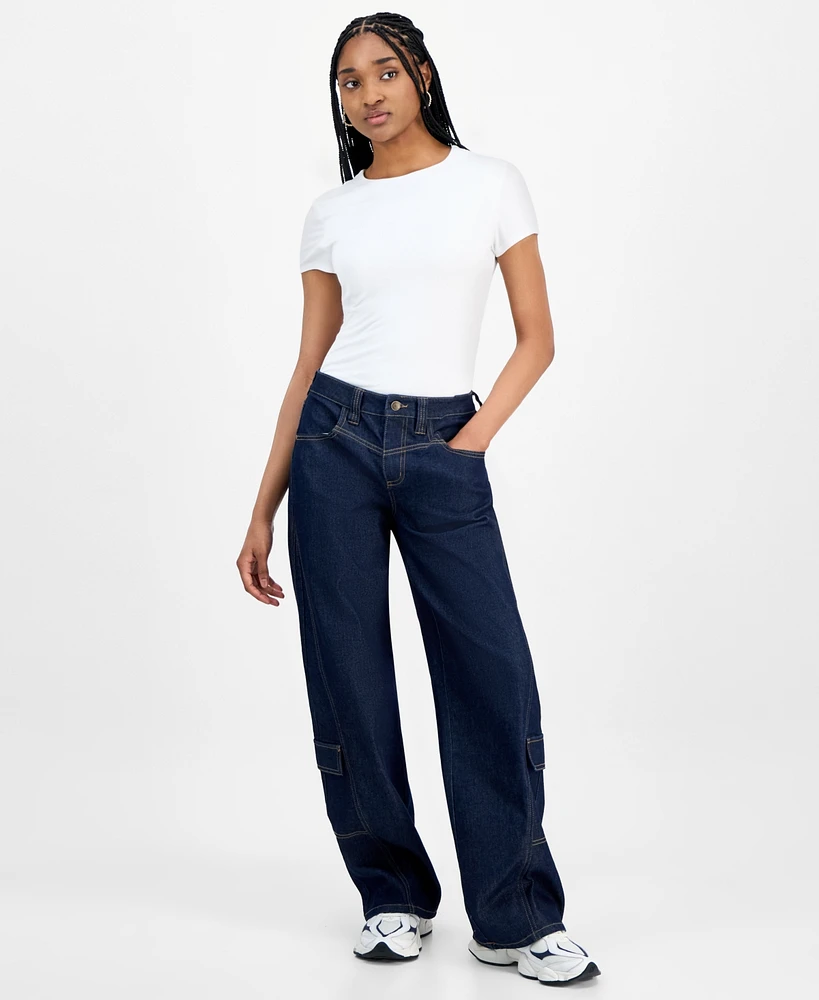 Celebrity Pink Juniors' Mid-Rise Baggy Cargo Jeans