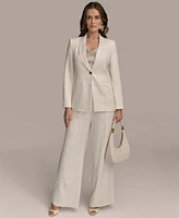 Donna Karan New York Women's Linen-Blend Jacquard Wide-Leg Pants