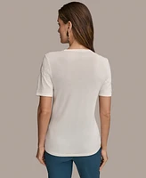 Donna Karan New York Women's Sequin Embellished Short-Sleeve Knit Top