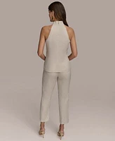 Donna Karan New York Linen Blend Halter Vest Slim Leg Ankle Pants
