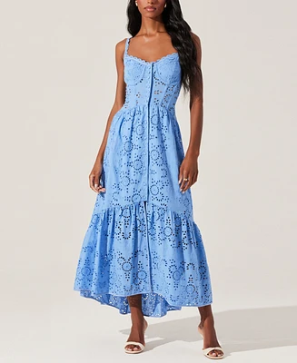 Astr the Label Women's Yamila Eyelet Embroidered Sleeveless Maxi Dress