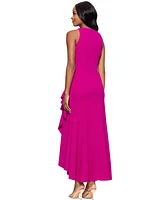 Betsy & Adam Women's Scuba Sleeveless Ruffled-Slit Dress