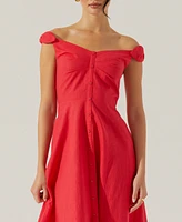 Astr the Label Women's Charelin Off-The-Shoulder Linen-Blend Midi Dress