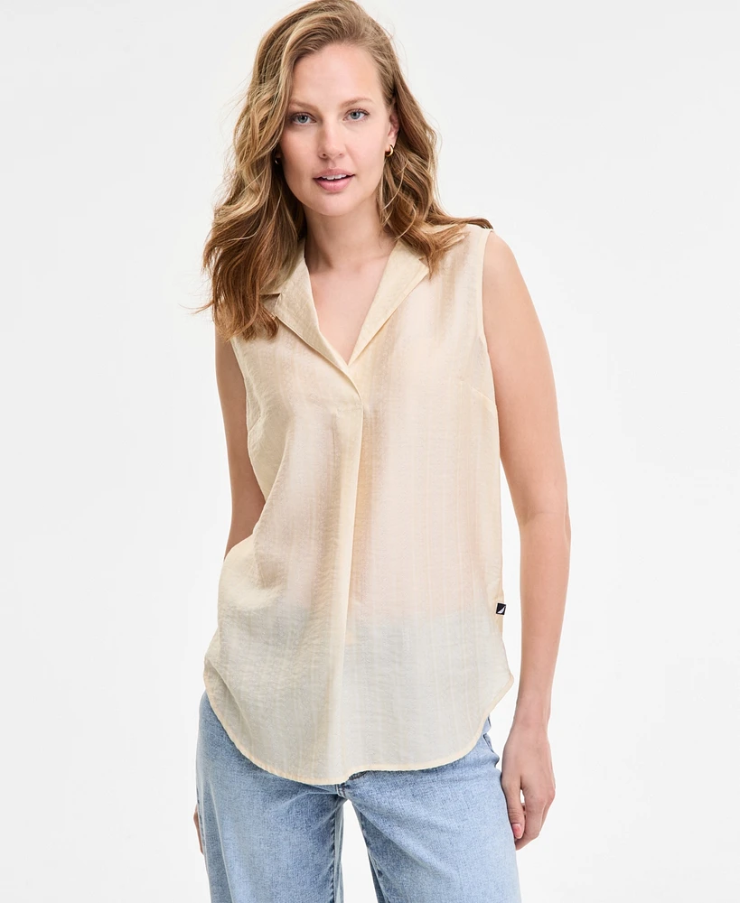 Nautica Jeans Women's Dobby Sleeveless Popover Top