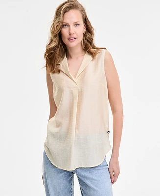 Nautica Jeans Women's Dobby Sleeveless Popover Top