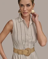 Donna Karan New York Women's Striped Belted Shirt Dress