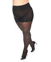 MeMoi Women's Curvy Leopard Sheer Nylon Control Top Tights Mm-2303