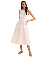 1.state Women's Sleeveless Pintuck Cotton Midi Dress
