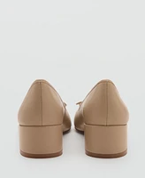 Mango Women's Bow Detail Heeled Leather Shoes