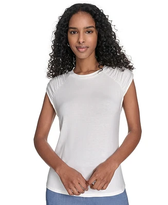 Calvin Klein Women's Crewneck Ruched-Sleeve Top