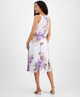 Robbie Bee Women's Floral Chiffon Halter Midi Dress