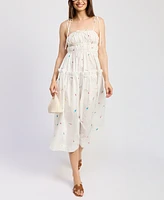 En Saison Women's Nellie Cotton Shirred Midi Dress