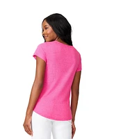 Cable & Gauge Women's Crochet Lace V-Neck Tshirt